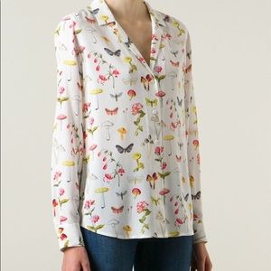 Printed Silk Equipment Blouse 🦋 🍄 🌼 🍃